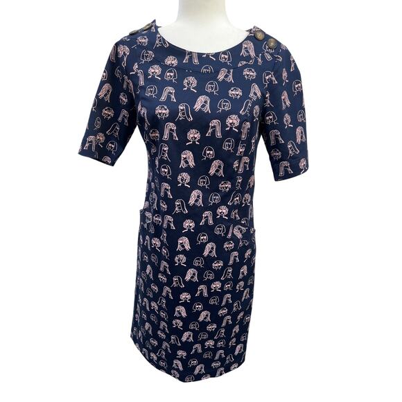 Boden Dresses & Skirts - Boden Iona Chit Chat Button Detail Sheath Dress Women's Size 4L Blue